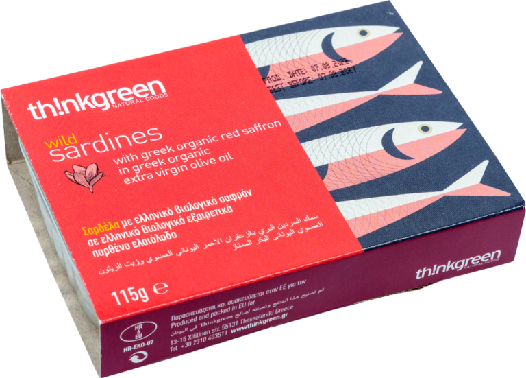 Σαρδέλες με ελληνικό βιολογικό κόκκινο σαφράν / 115g