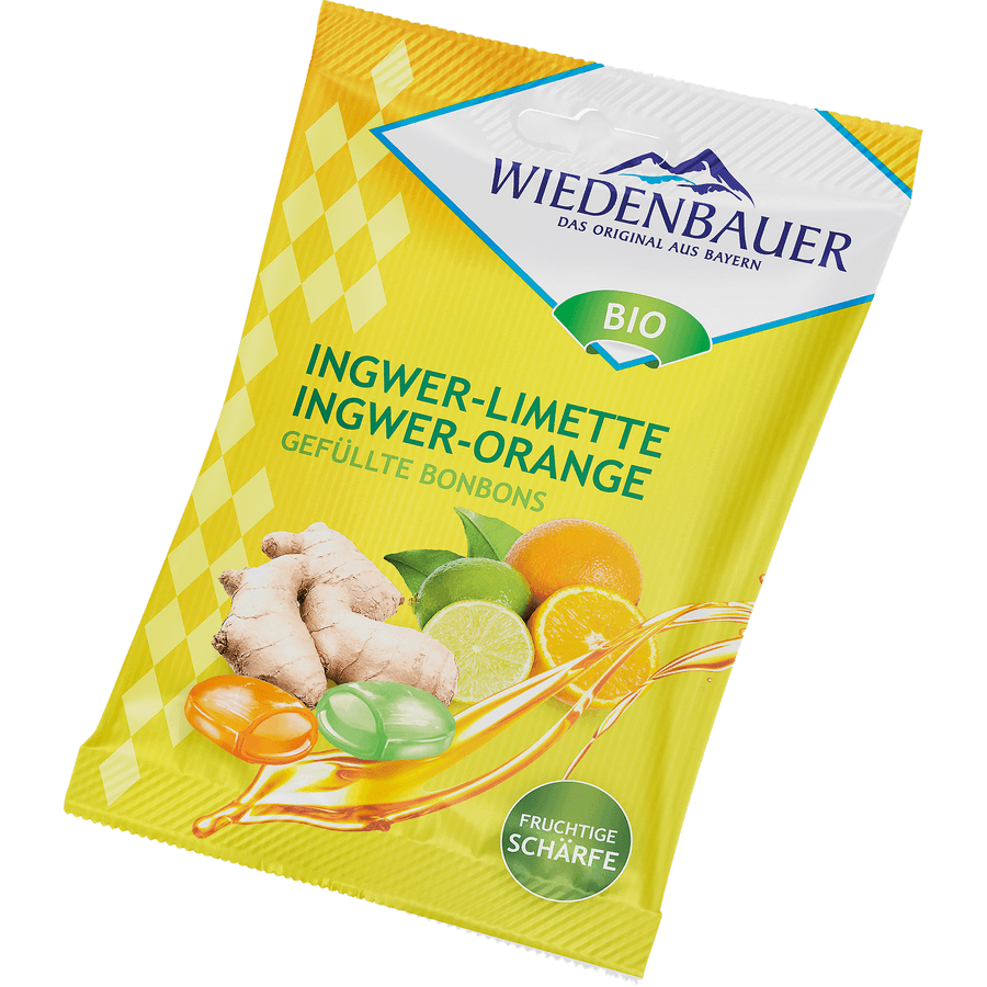 Καραμέλες με Τζίντζερ, Λάιμ & Πορτοκάλι 75g Wiedenbauer Bio