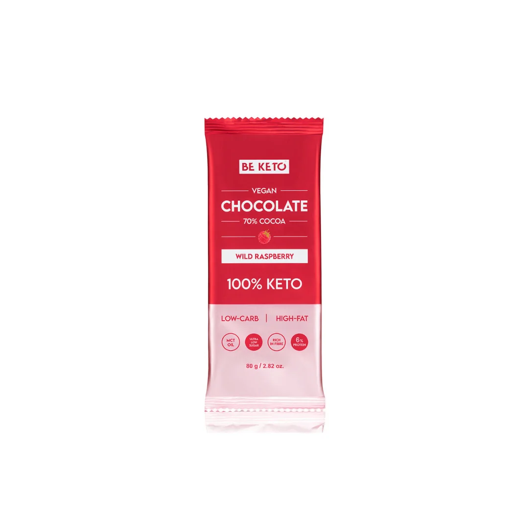 Vegan Keto Chocolate + MCT Oil - Wild Raspberry 80g