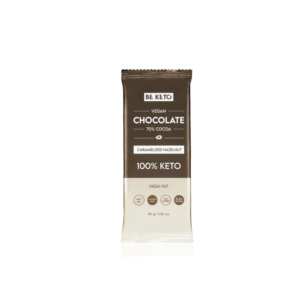 Vegan Keto Chocolate + MCT oil Caramelized Hazelnut -80g