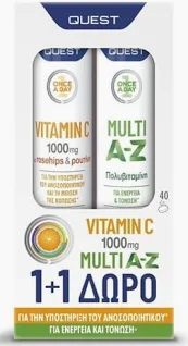 Once A Day Multi A-Z Πολυβιταμίνη 20 Αναβράζουσες Ταμπλέτες & Δώρο Vitamin C 1000mg με Rosehips & Ρουτίνη 20 Αναβράζουσες Ταμπλέτες [1+1 Δώρο]