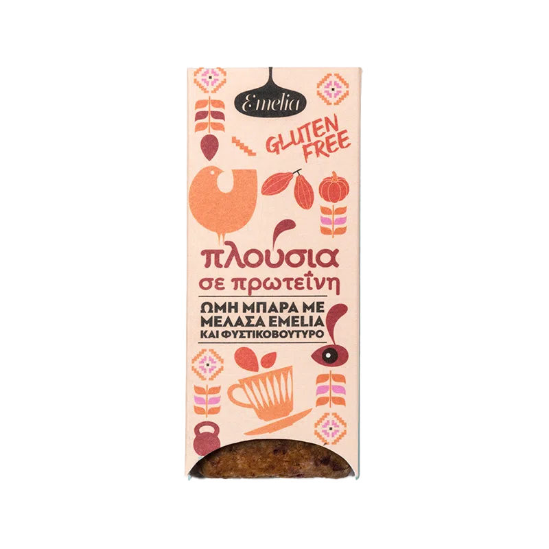 EMELIA Ωμή Ενεργειακή Μπάρα με Μελάσα Emelia & Φυστικοβούτυρο 45gr