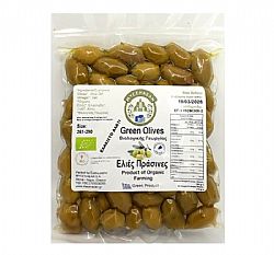 Βιολογικές ελιές πράσινες σε ελαιόλαδο με ελάχιστο αλάτι vacum 200g